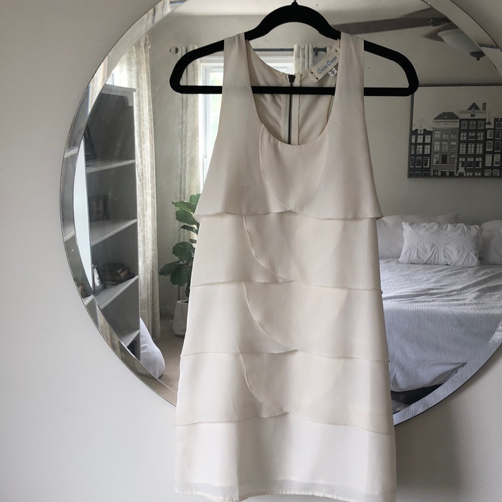 Ivory Layered Silky Mini Dress